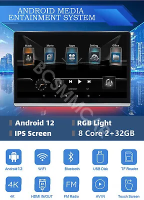 14in Android 12 Headrest Monitor Car Video Player TV Touch Screen WiFi 2GB 32GB • $255.11