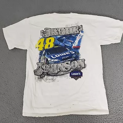 NASCAR Shirt Mens Medium White Jimmy Johnson Lowes Racing Chase Graphic Tee • $18.99