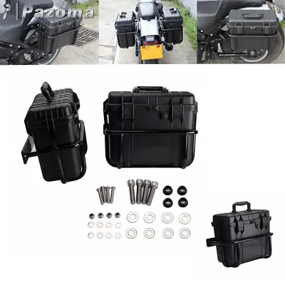 Aluminum Motorcycle Trunk Luggage Toolbox Storage Black Left Right Side Box • $498.23