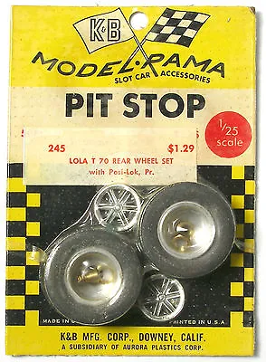 1965 K&B Aurora 1:24 Slot Car Pit Stop Parts LOLA T-70 POSI-LOK WHEEL SET #245 • $34.99