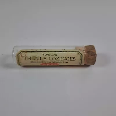 Vintage HW&D Thantis Lozenges Apothecary Medicine Vial Glass With Cork Stopper • $10.39