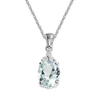 Sterling Silver 1 1/7 CT TGW Aquamarine Fashion Pendant Necklace With Chain • $39.99