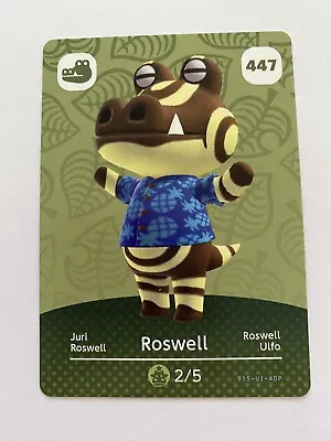 $2.80 • Buy Roswell Animal Crossing Amiibo Card #447 Authentic ACNH