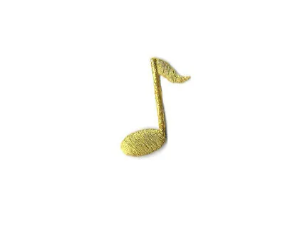 Music - Musical Note - Single Note - Gold Metallic Embroidered Iron On Patch • $2.75