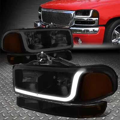 For 99-07 Gmc Sierra/yukon Led Drl Tinted Amber Headlights W/bumper Signal Lamps • $93.88