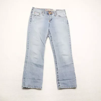 Mudd Women's Junior Size 9 Blue Cropped Distressed Light Wash Stretch Denim Jean • $12.31