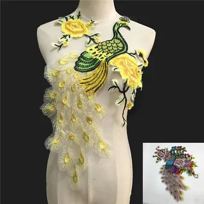 Flower Peacock Embroidered Neckline Lace Collar Trim Sewing Patch Applique Dress • £4.31