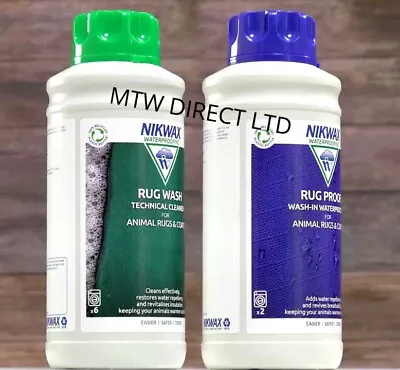 NIKWAX RUG WASH & NIKWAX RUG PROOF TWIN PACK For  HORSE PONY RAMBO RUGS BLANKETS • £28.79