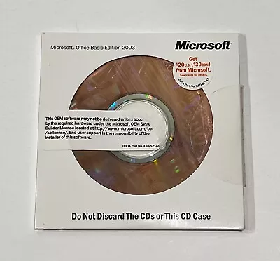 Genuine Microsoft Software Office Basic Edition 2003 With Product Key New Sealed • $25