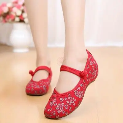 £14.03 • Buy Womens Chinese Style Shoes Mary Jane Qipao Embroidered Flats Vintage Dress Shoes