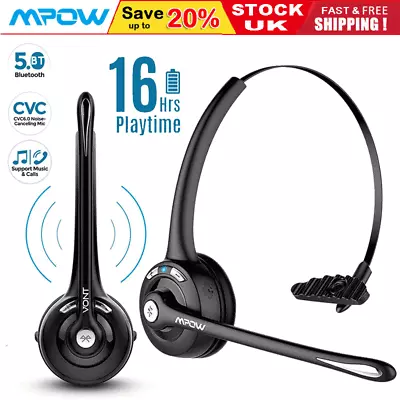 Bluetooth Headset Headphone Wireless Office Call Center With Microphone For PC • £18.04