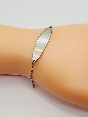 Vintage UNCAS Sterling Silver Blank ID Bracelet / Anklet (9) • $15.50