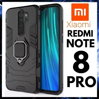 For XIAOMI REDMI NOTE 8 PRO ARMOR CASE WITH STAND RING MAGNETIC HOLDER 360 COVER • £8.29