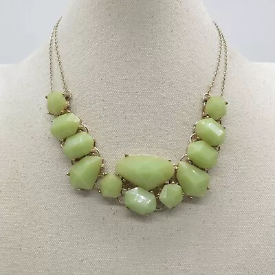 Mint Green Statement Necklace 17 To19  Gold Tone Abstract Style * • $6.99