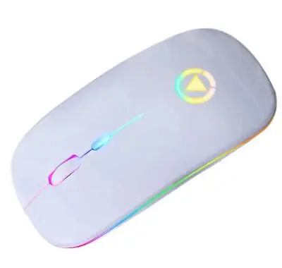 Slim Silent Rechargeable Wireless Mouse RGB LED USB Mice MacBook Laptop PC UK • £6.99