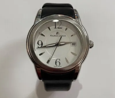 Mens Maurice Lacroix Watch SH1018 SPHERE Swiss Quartz White Dial Leather Strap • £108.35