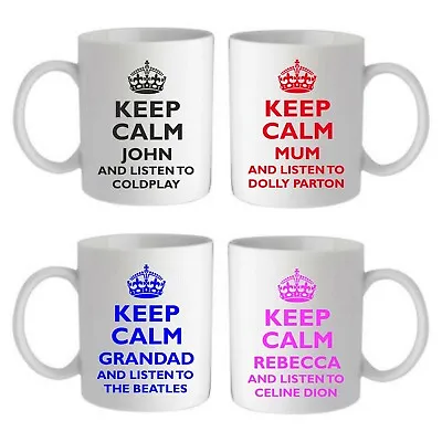 Personalised Keep Calm Listen To Dolly Parton Mug Christmas Name Music Gift • £10.95