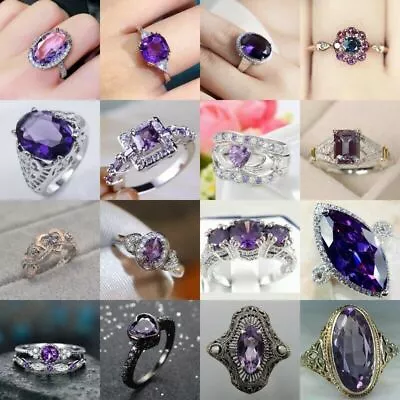$4.20 • Buy Gorgeous 925 Silver Rings Women Cubic Zirconia Party Wedding Jewelry Size 6-10