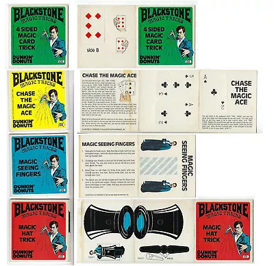 4 Blackstone Punch Out Magic Tricks-Dunkin Donuts-1983-Cards-Vis Escape -msc13Af • $17.49