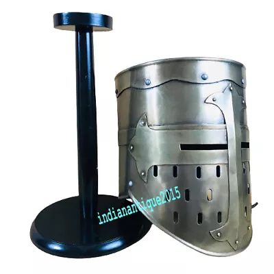 Medieval Armor Knight Crusader Templar Helmet With Stand Halloween Knight Vintag • $142.45