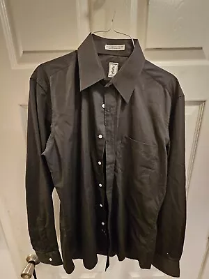 Vintage Yves Saint Laurent Menswear Black Long Sleeve Shirt 65/35 Size 15½ 34-35 • $29.99