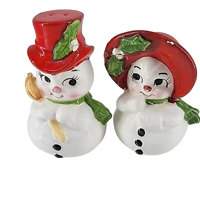 $5 • Buy Vintage Lefton Christmas Snowman Salt Pepper Shakers Japan Anthropomorphic READ!