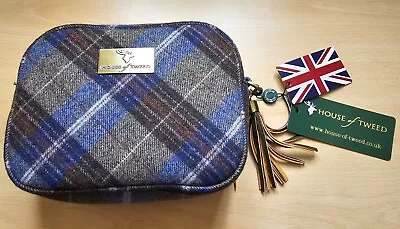 House Of Tweed Blue & Grey Tartan Bag With Strap *NEW* • £18