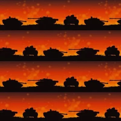 100% Cotton Fabric Nutex Remembrance Day War Machines Tanks Army World War • £9