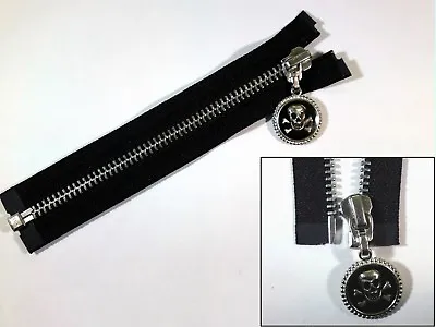 Zip Zipper Skull Medallion Puller Open End Metal YKK Black • $6.77