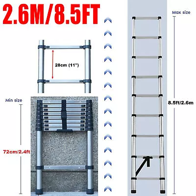 10.5FT 12.5FT 15.5FT Telescopic Extension Ladder Folding Multi Purpose Non-Slip • $62.80