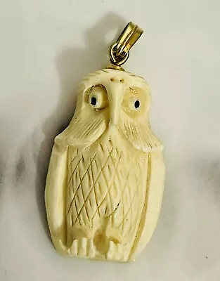 Vintage Celluloid White Owl Miniature Pendant • $9.99