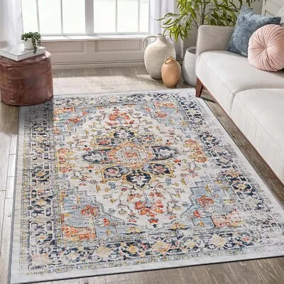 Traditional Area Rugs For Living Room 8x10Soft Medallion Rug Washable Xmas Gift • $32.99