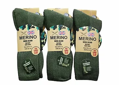 Mens Merino Green Wool Blend Military Work Boot Thermal Winter Socks 2.8 Tog • £6.99