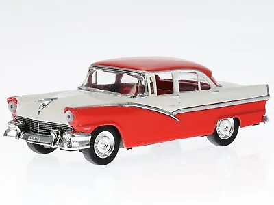 Ford Fairlane 1956 Red White Diecast Model Car DD116 In Acrylic Show Case Hachet • $87.89