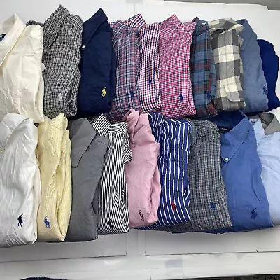 Wholesale Lot Of 20 Ralph Lauren Men's Button Down Shirts XXL • $196.50