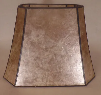 New Rectangle Mica Lamp Shade Parchment Color Cut Corner Copper Foil Frame 707N • $148.34
