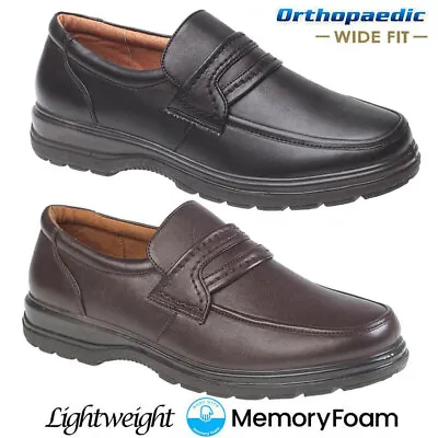 Mens Wide Fit Walking Shoes Driving Soft Orthopaedic Slip On Comfort Casual Shoe • £18.95