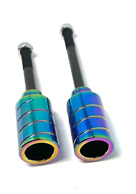 £14.99 • Buy Pair Scooter Stunt Pegs Front Rear Aluminium Canister Inc Axle Bolts Rainbow