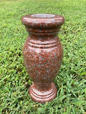 Turned Granite Memorial Vase Polished 4.5  X 10  India Red • $165