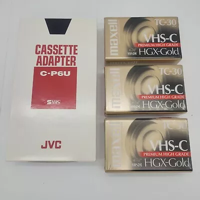 JVC C-P6U VHS-C S-VHSVideo Cassette Tape Adapter Converter Maxell TC-30 Lot • $40