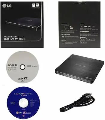 $117 • Buy LG 6X WP50NB40 Ultra Slim Portable Blu-ray Burner + 100GB BDXL Disc + Software 