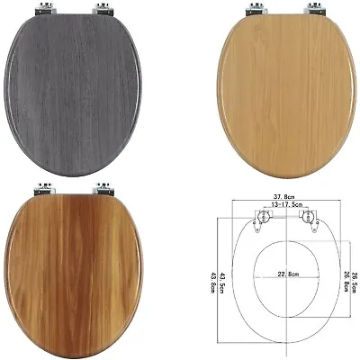 WOLTU Wooden Toilet Seat Soft Close WC Seat Strong Hinge For Standard Toilet • £32.99