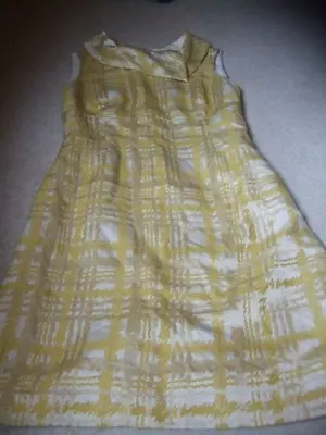£7.99 • Buy Vintage Retro 60s Tahari Arthur Levine Yellow Cream Check Shift Dress 8 10