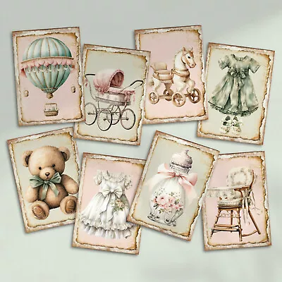 Baby Girl Card Toppers Cardmaking Tags ATC Journals Craft Scrapbooking • £2.80