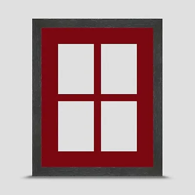 Grey Photo Frame 10x8 Inch Inc DARK RED Mount For Four 3.5x2.5 ACEO ART PRINT • £18.45