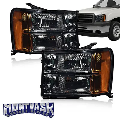 Fit For 2007-2014 GMC Sierra 1500 2500HD 3500HD Smoke Lens Black Headlights New • $73.98