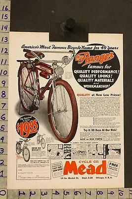 1935 Sport Bicycle Mead Ranger Pedal Bike Exercise Nutrition Chicago Ad Sh47 • $34.95