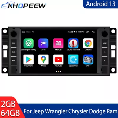 2+64GB Android 13 GPS NAVI Car Stereo Radio For Jeep Wrangler Chrysler Dodge Ram • $89.99