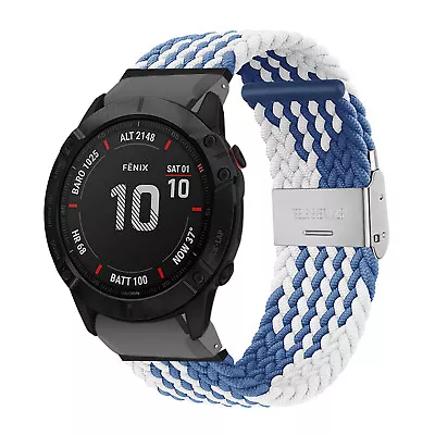 Quick Fit Braided Nylon Watch Band Strap For Garmin Fenix 7 Solar 6 5 Epix Pro • $22.99