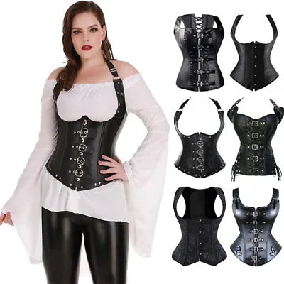 Women Lace Up Steampunk Gothic Corset Bustier Tops Boned Waist Trainer Underbust • $26.79